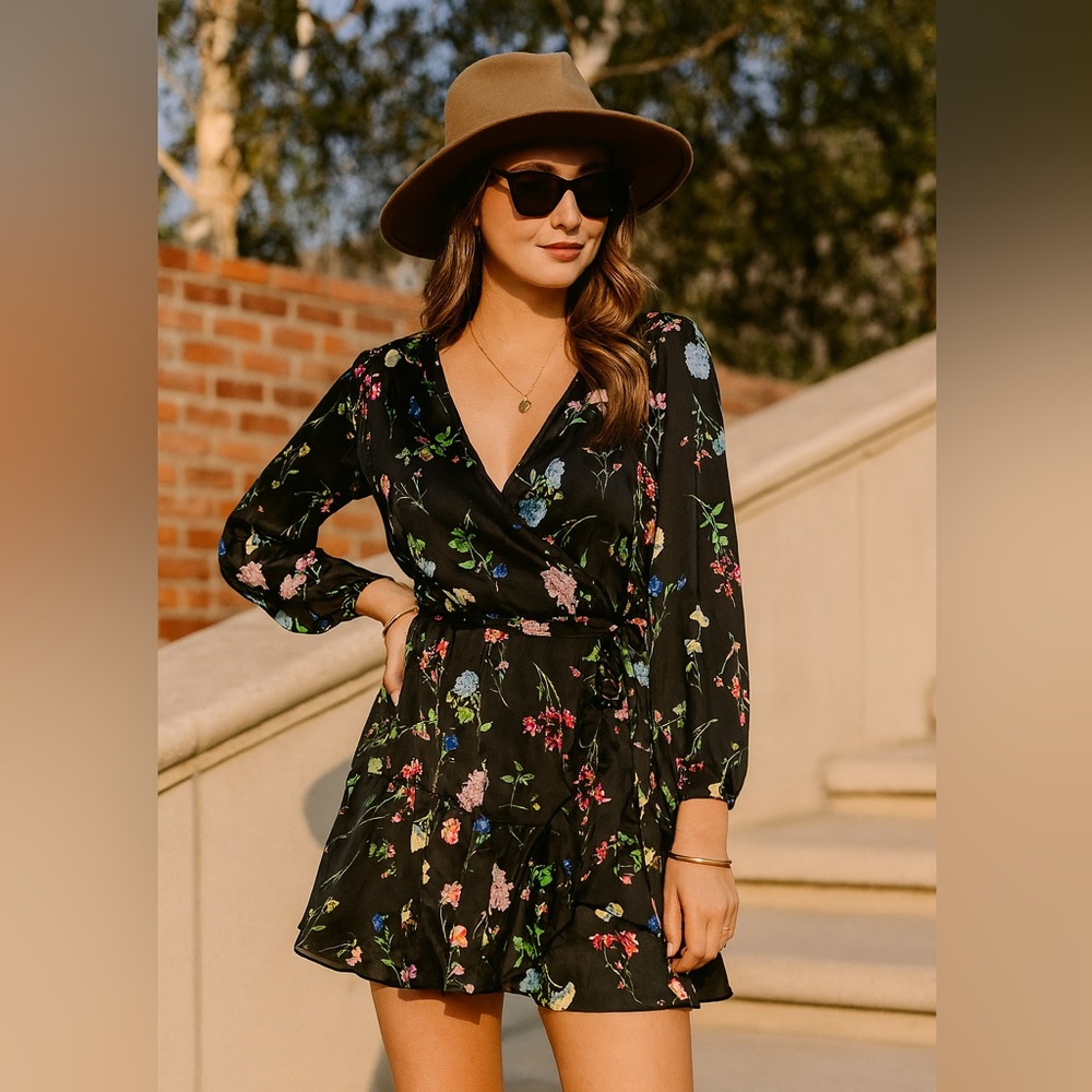 PAPER London ottie floral Wrap Dress vacation cottage core